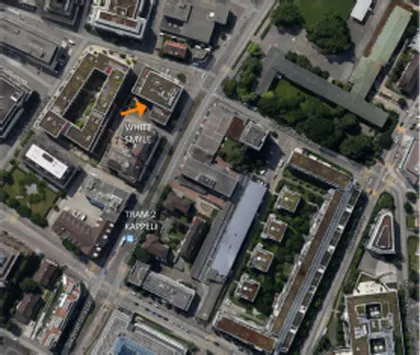 Luftbild mit Markierung der Buckhauserstrasse 17